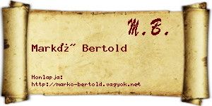 Markó Bertold névjegykártya